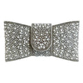 Silver Diamante And Pearl Bow Clutch