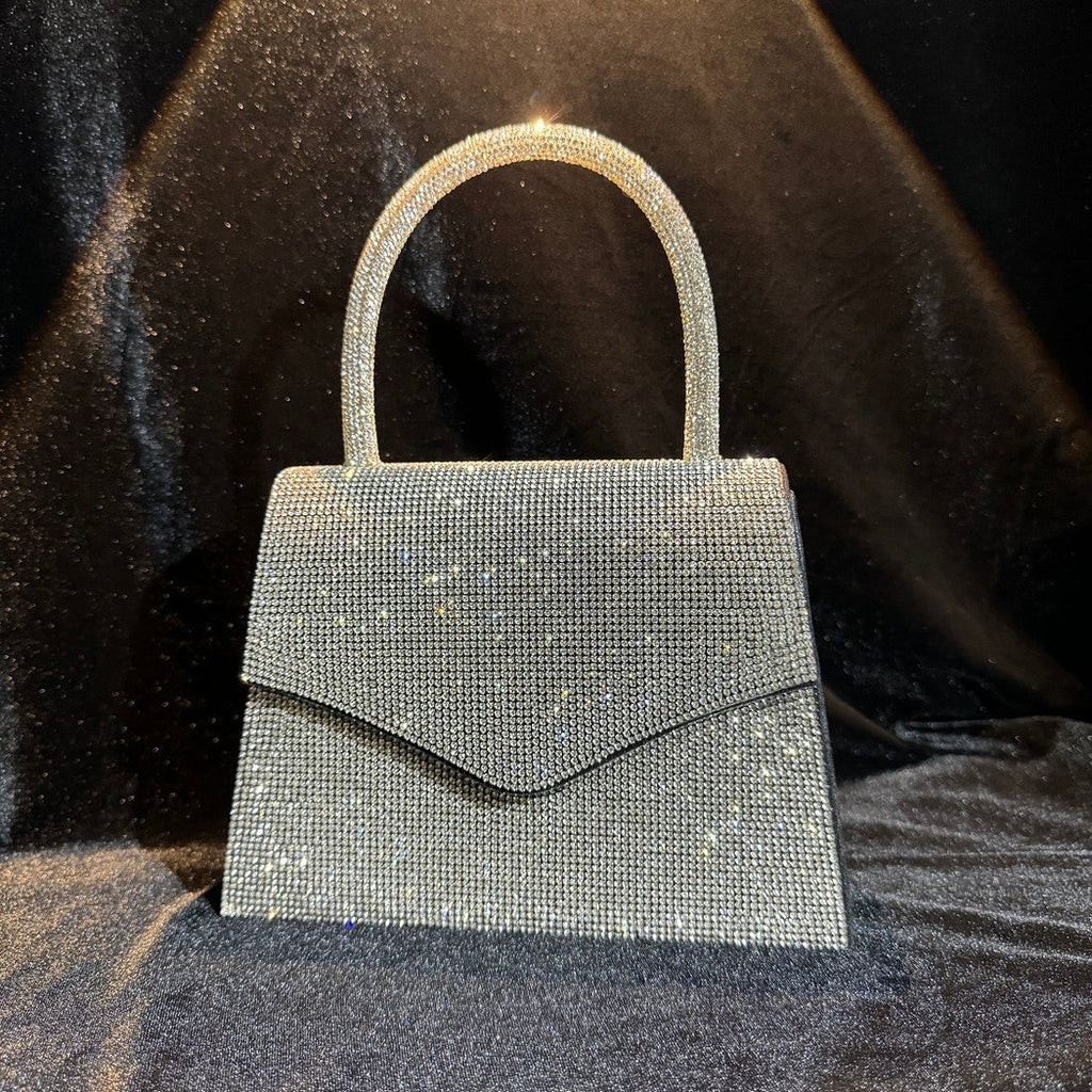 Silver Diamante Dress Bag With Grab Handle