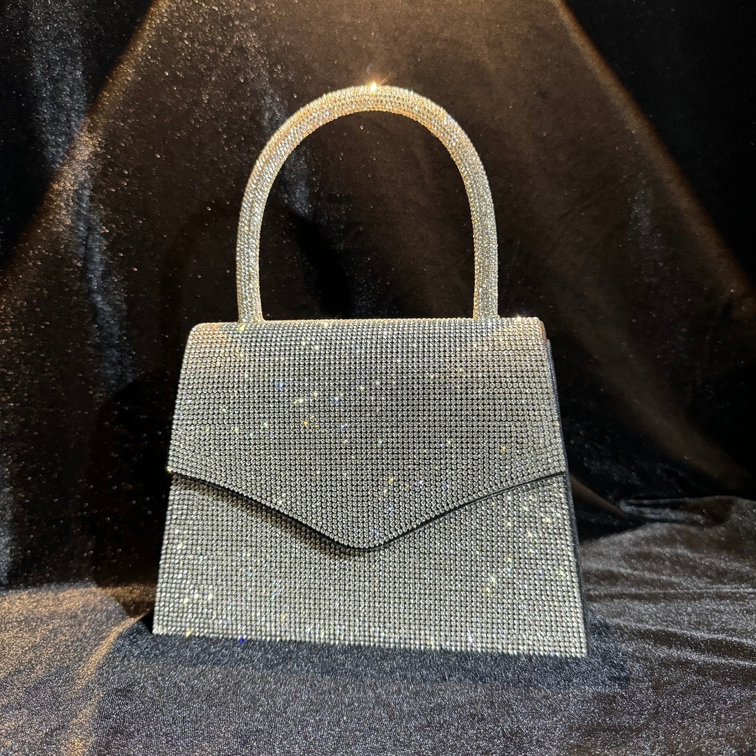 Silver Diamante Dress Bag With Grab Handle