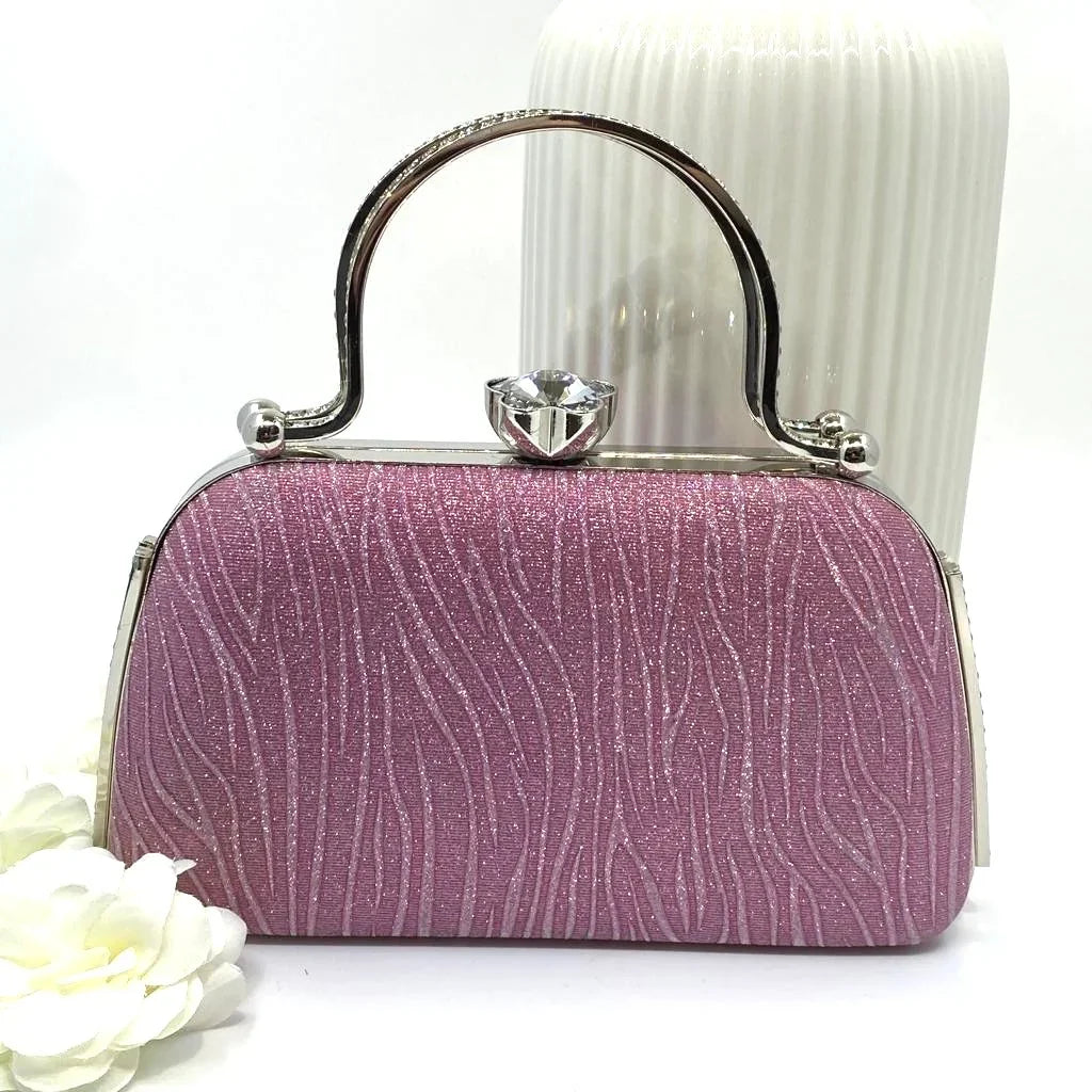 Pink Dress Bag With Diamante And Pearl Trimmings