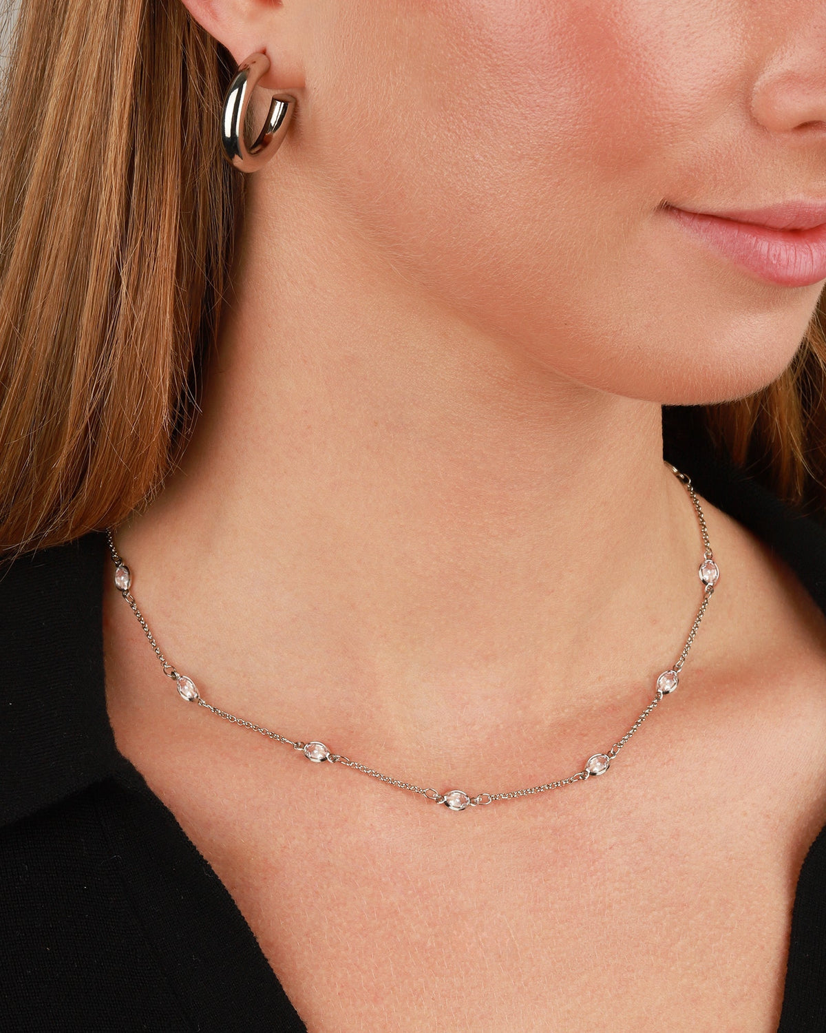 Marquise CZ Station Necklace