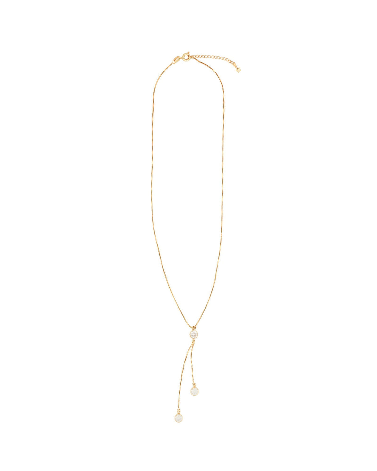 Three CZ Drop Y Necklace