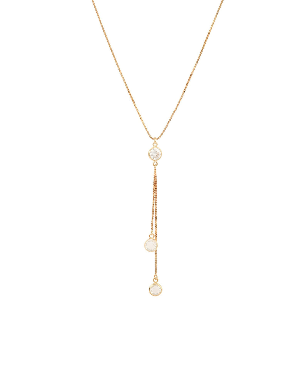 Three CZ Drop Y Necklace