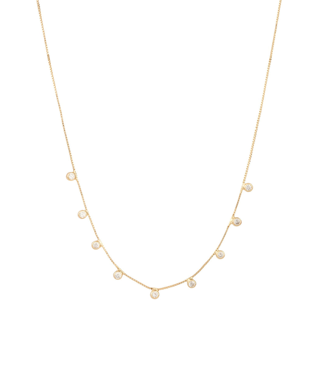 CZ Bezel Box Chain Necklace