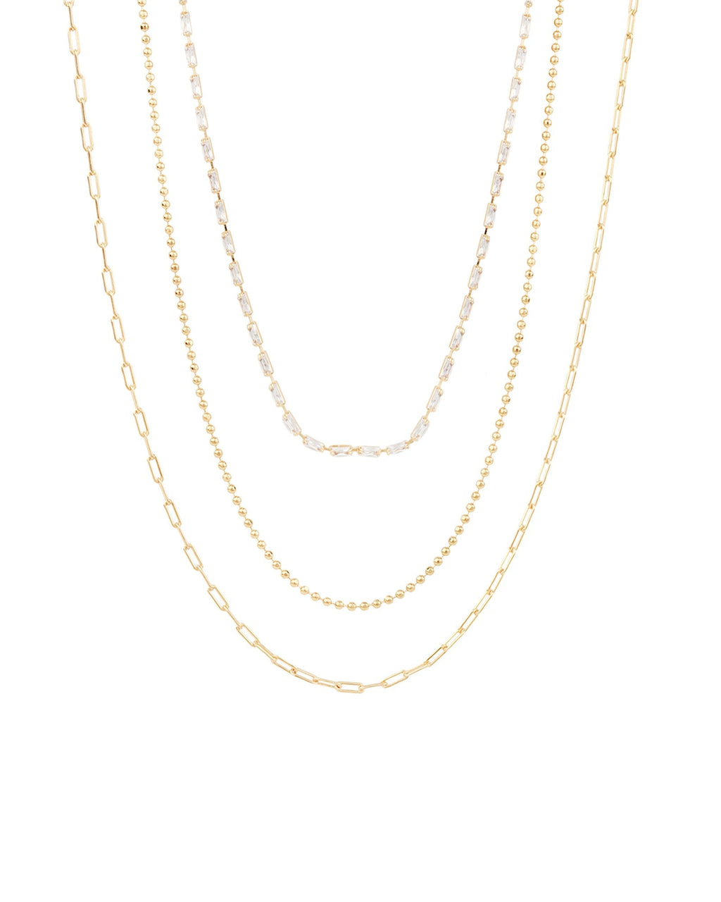Three Row Mixed Chain Necklace