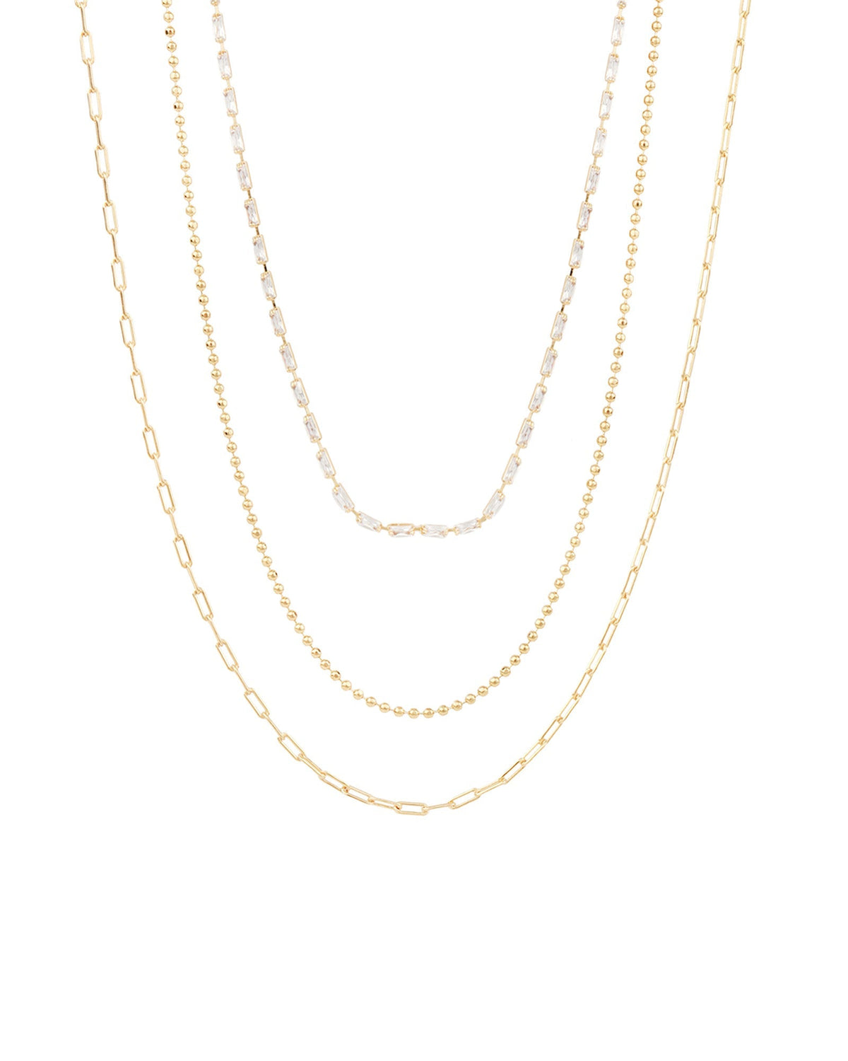 Three Row Mixed Chain Necklace