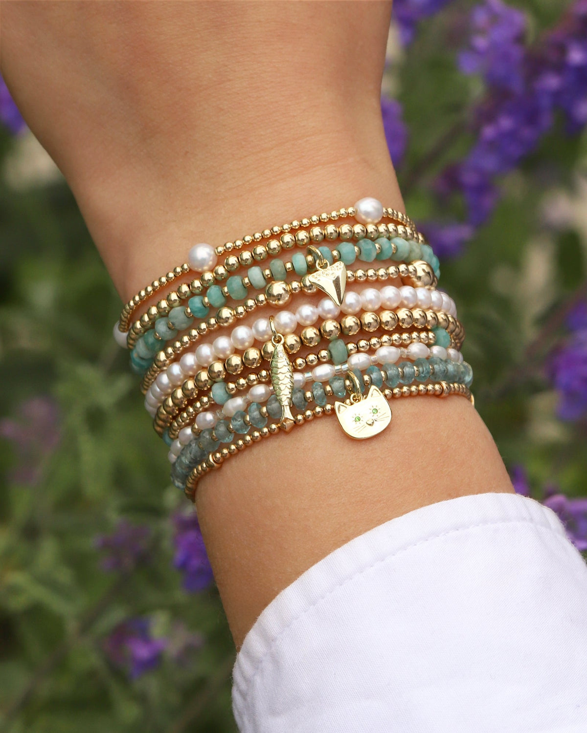 Fish Charm Beaded Bracelet