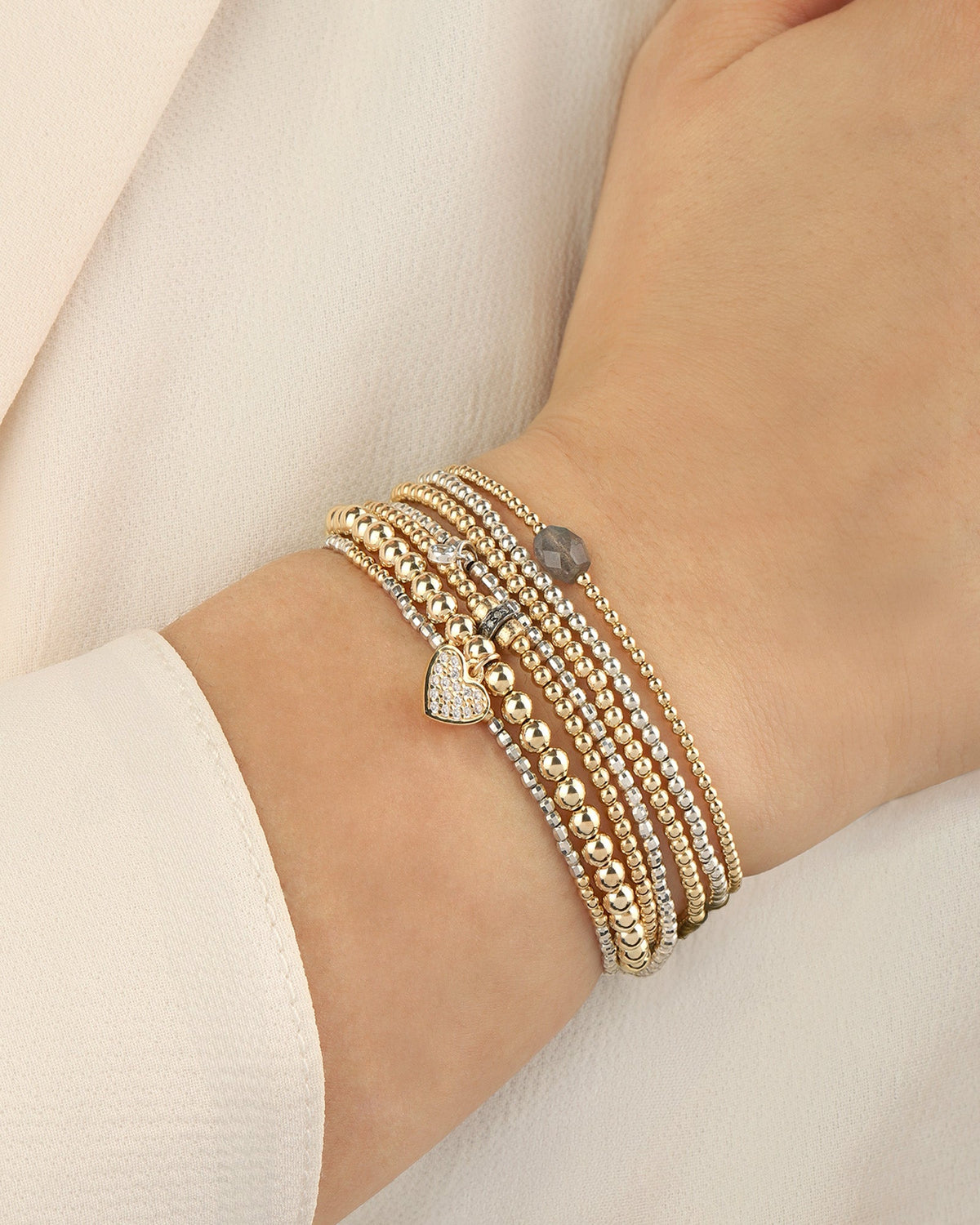 Two Tone Beaded Mirror Bracelet | 2mm