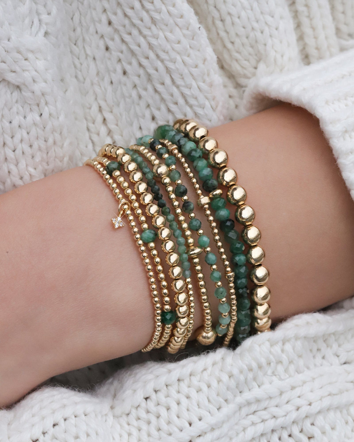 Beaded CZ Star Bracelet | 2mm