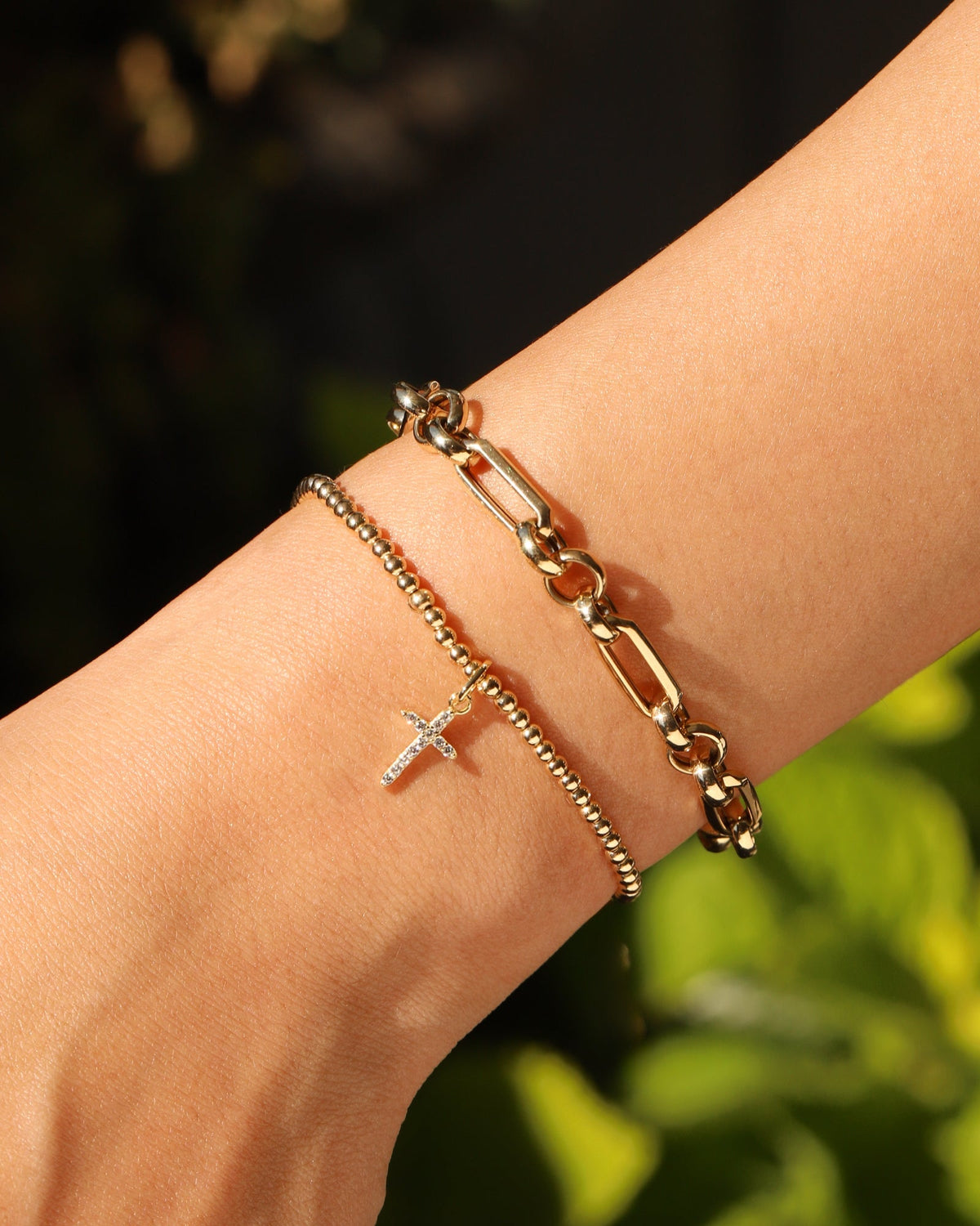 Cross Charm Beaded Bracelet | 2.5mm