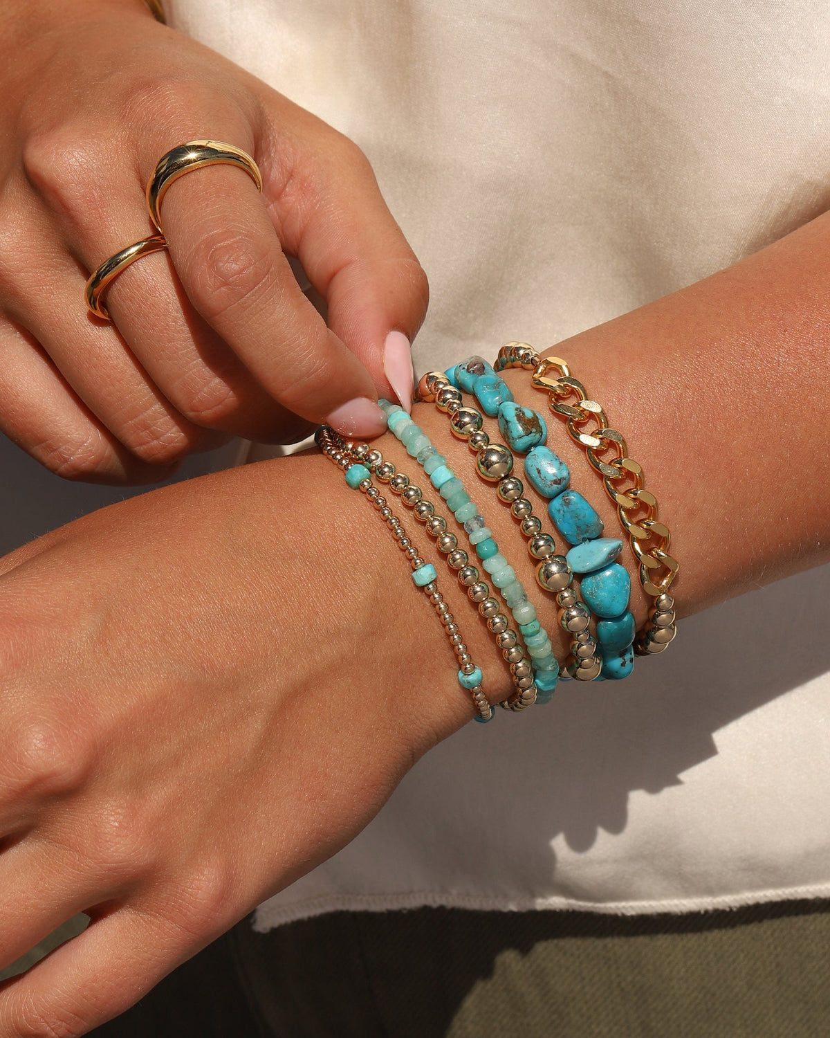 Beaded 7 Stone Bracelet | 2.5mm