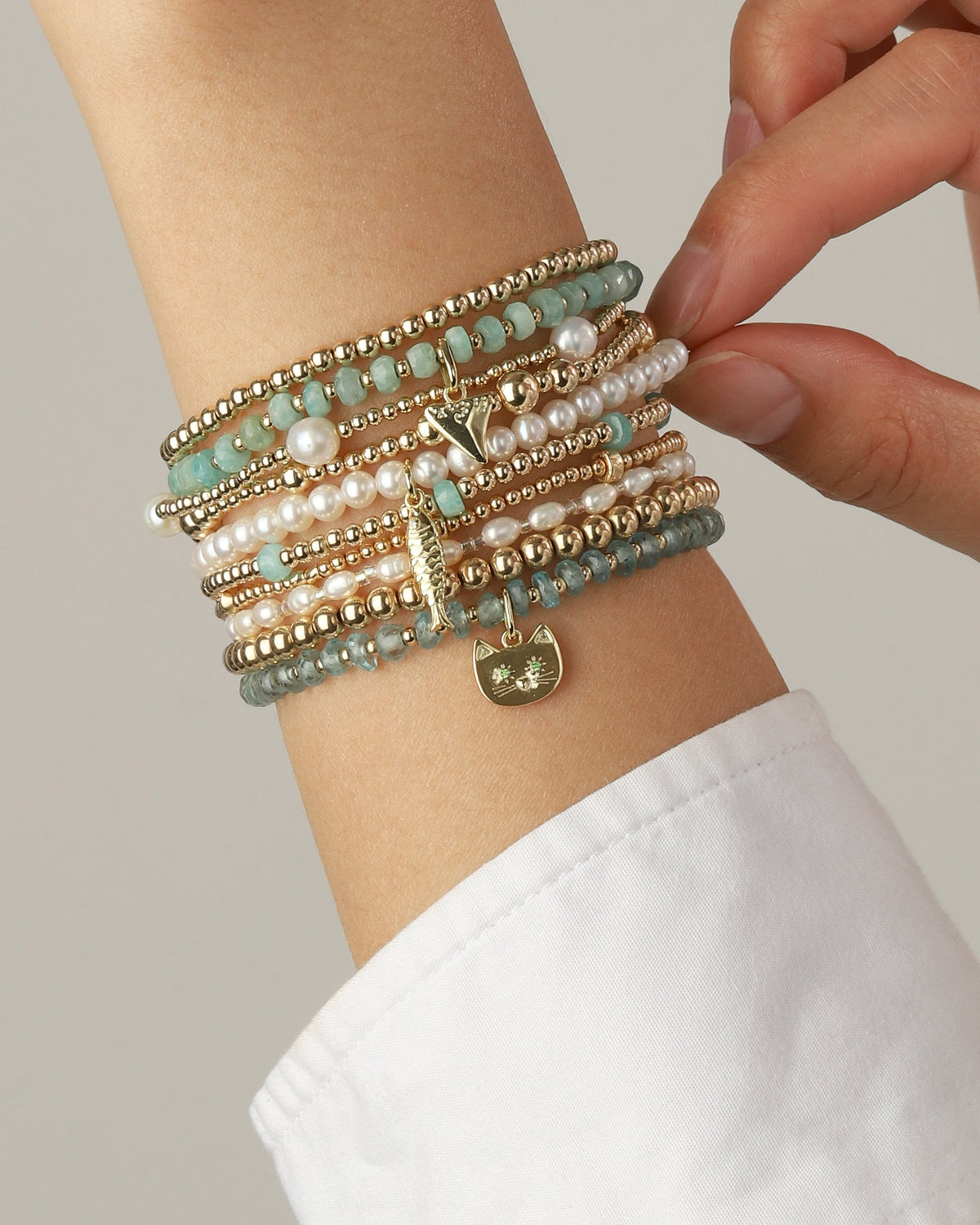 Shark Tooth Charm Beaded Bracelet