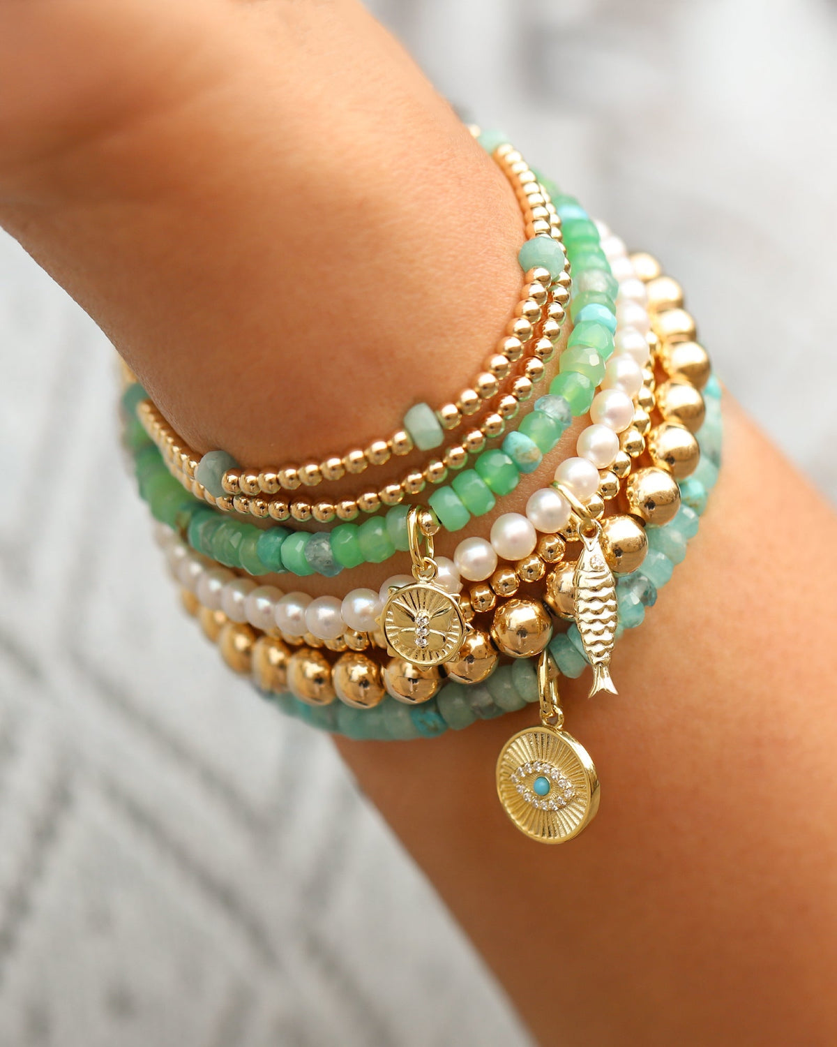 Fish Charm Beaded Bracelet