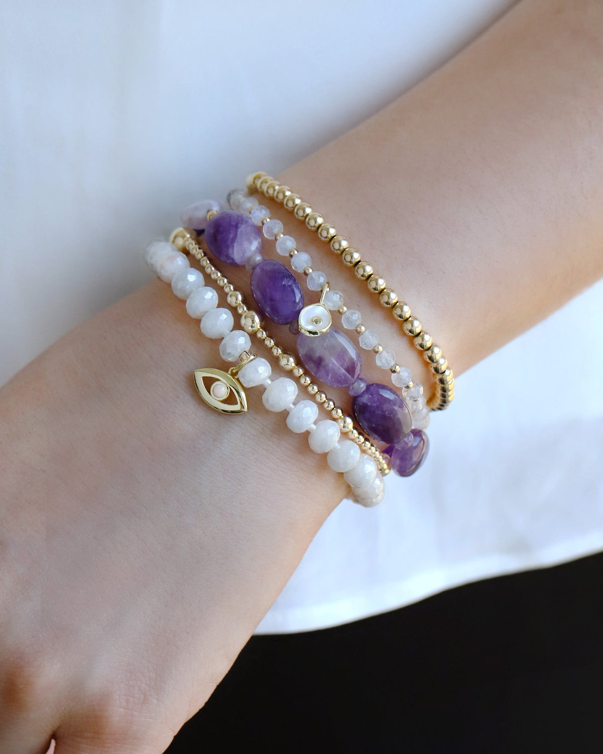 Evil Eye Silverite Beaded Bracelet