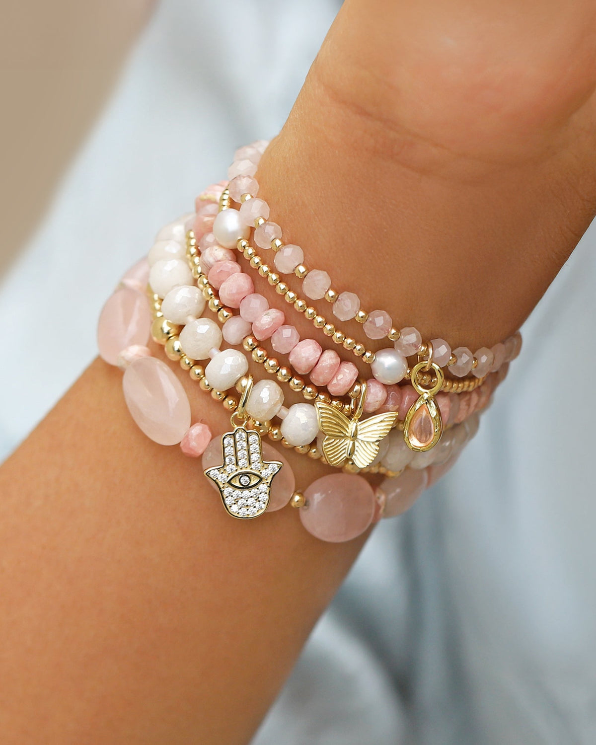 Butterfly Charm Beaded Bracelet