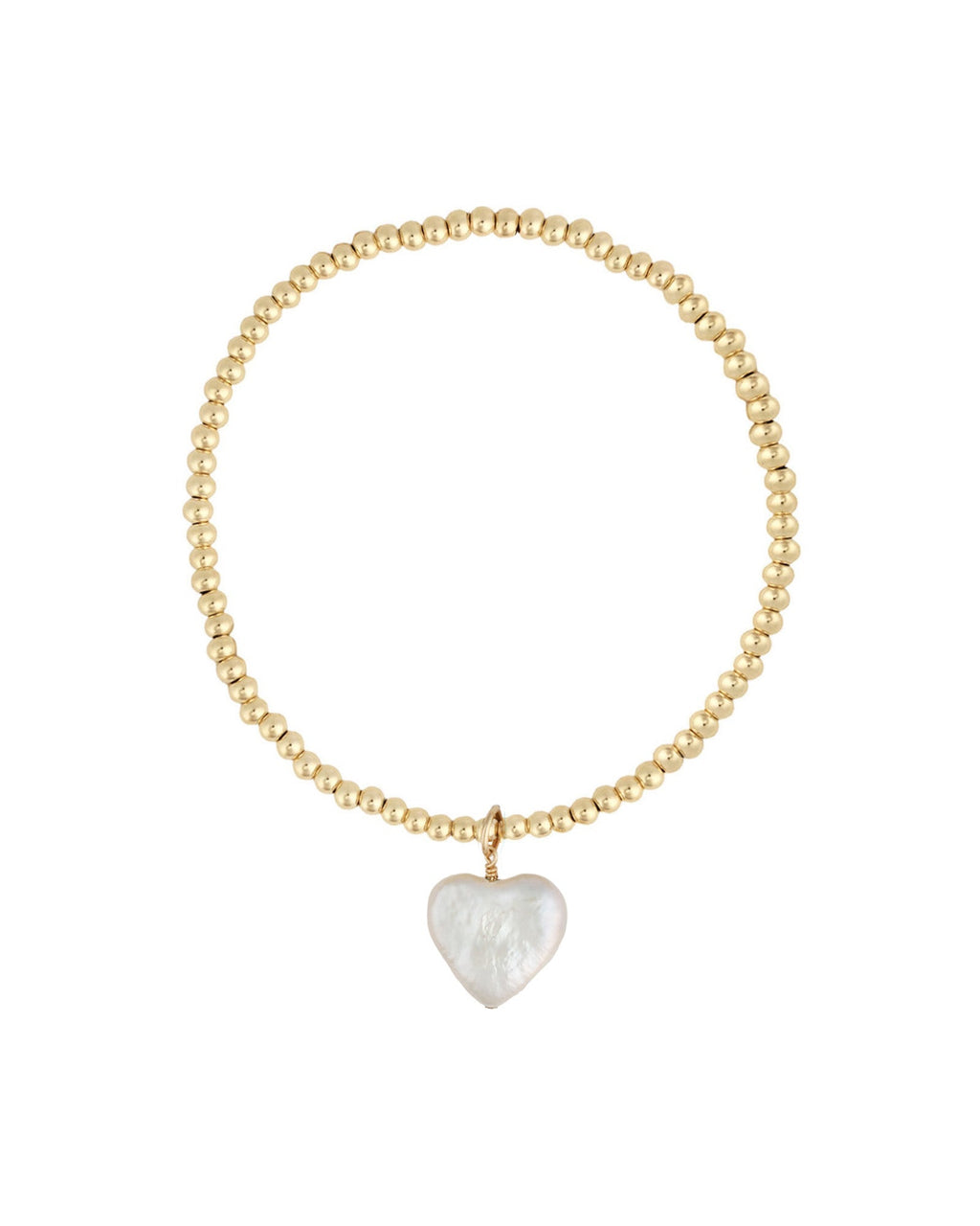 Pearl Heart Charm Beaded Bracelet