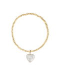 Pearl Heart Charm Beaded Bracelet