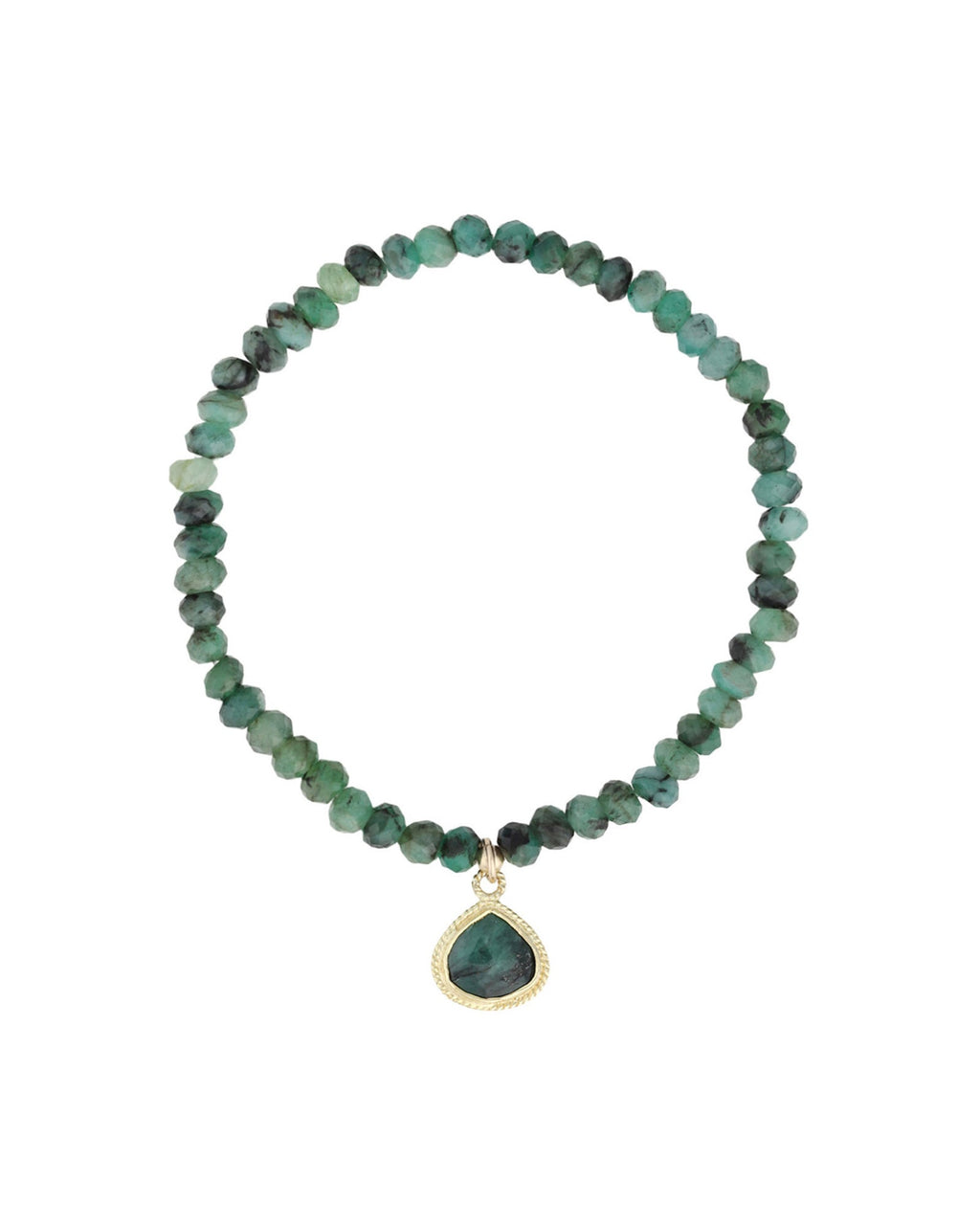 Drop Bezel Charm Beaded Bracelet | 4mm