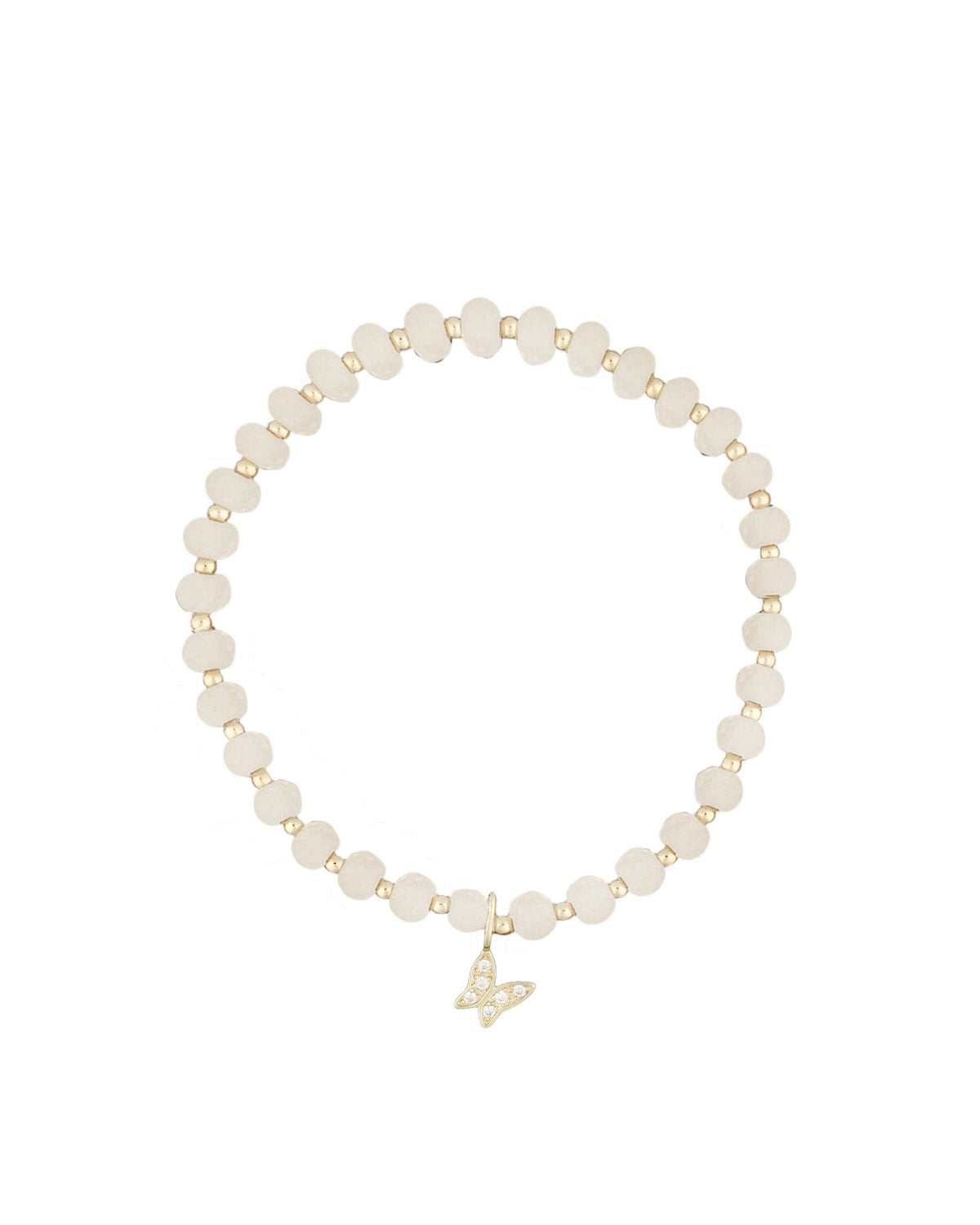 Butterfly Charm Beaded Moonstone Bracelet