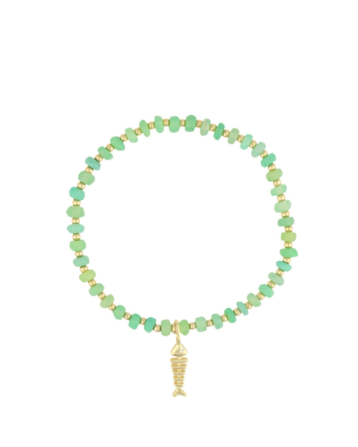Fish Charm Beaded Chrysoprase Bracelet