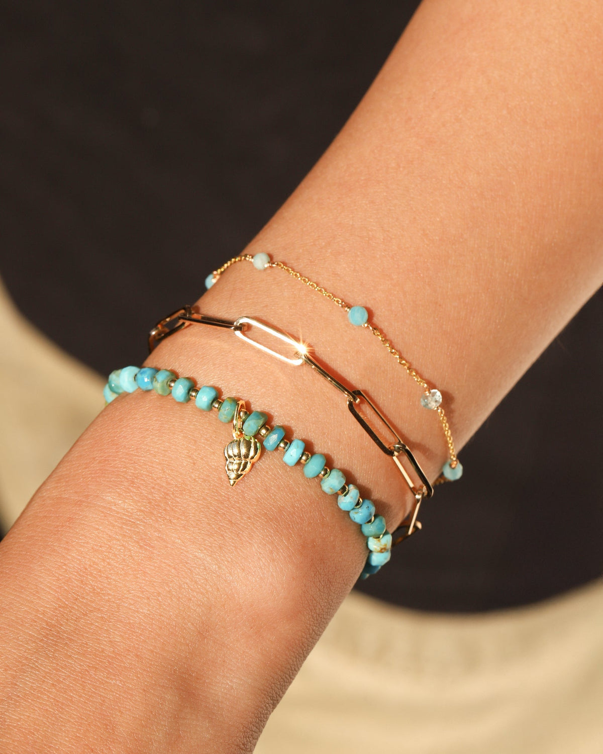 Shell Charm Beaded Turquoise Bracelet
