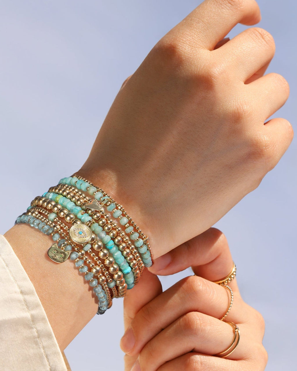 Beaded 7 Stone Bracelet | 2.5mm