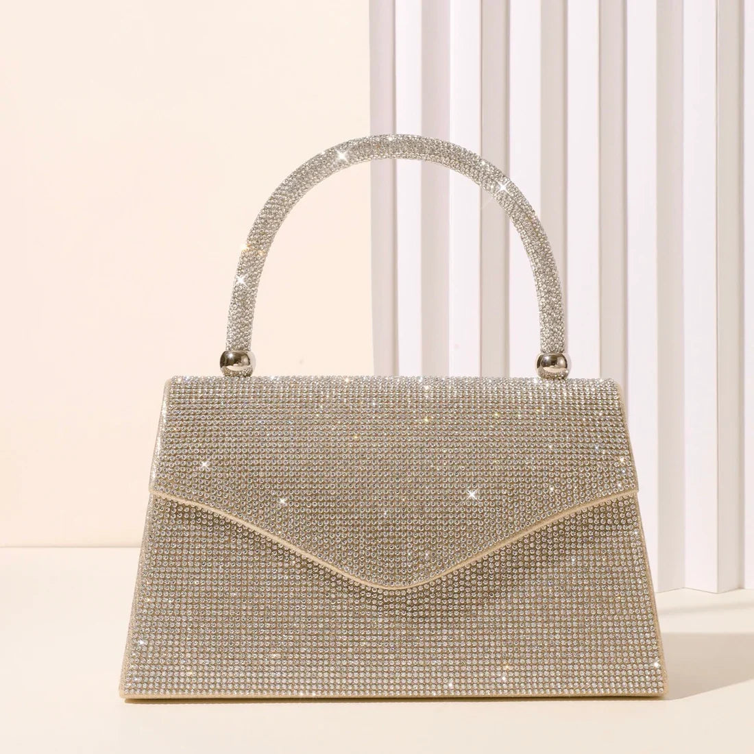 Gold Diamante Dress Bag With Grab Handle