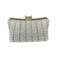 White Pearl Clutch Bag With Gold Frame And Diamante Clasp