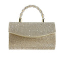 Gold Clutch Dress Bag With Rope Handle