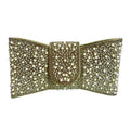 Gold Diamante And Pearl Bow Clutch
