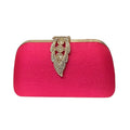 Fushia Leaf Clasp Clutch Bag