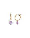 Amethyst Heart Floating Drop Huggies | 12mm