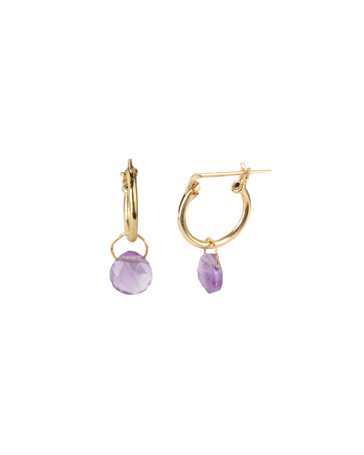 Amethyst Heart Floating Drop Huggies | 12mm