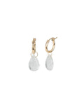 Clear Quartz Pear Floating Drop Huggies | 15mm