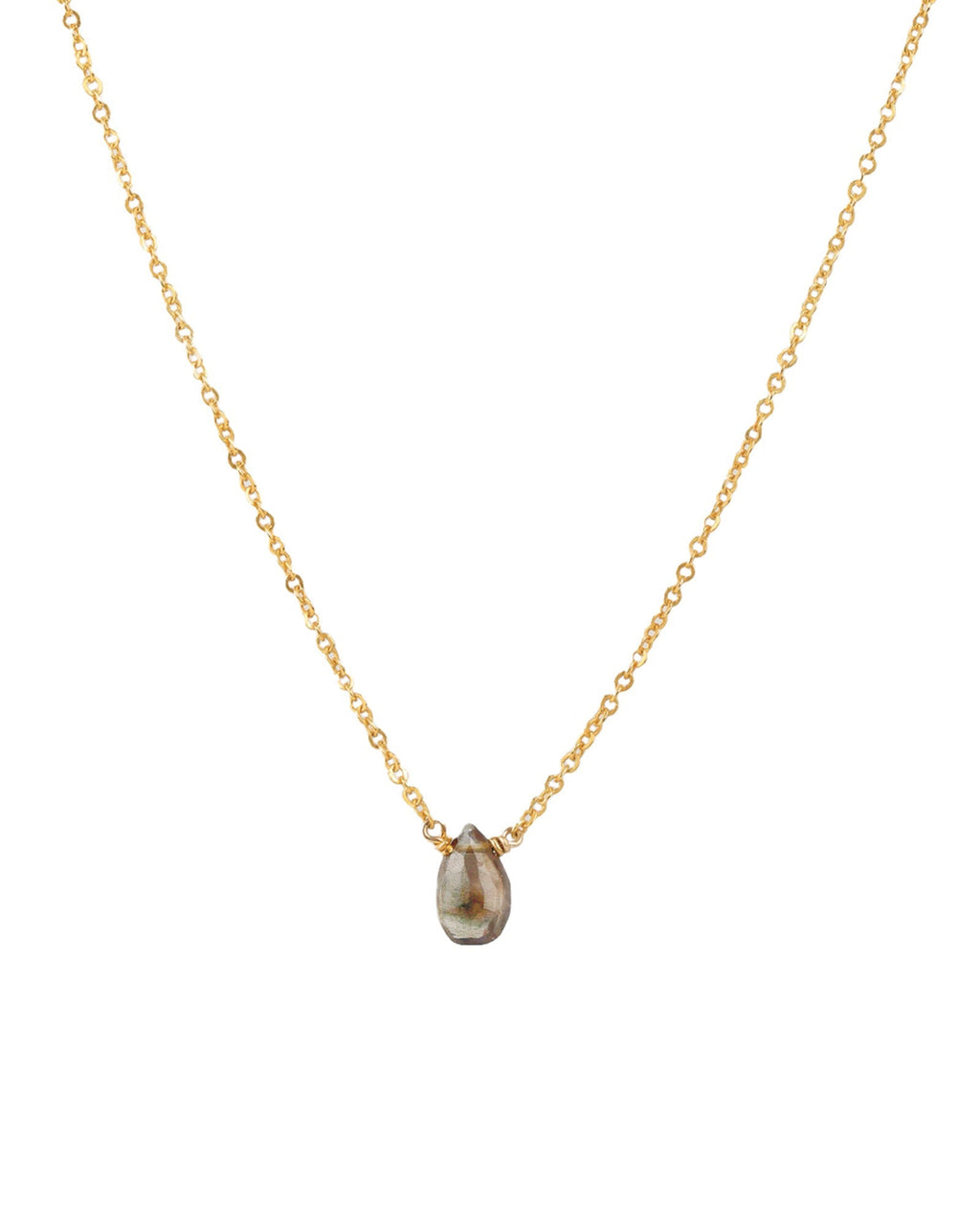Smoky Topaz Pear Cable Chain Necklace | 6mm