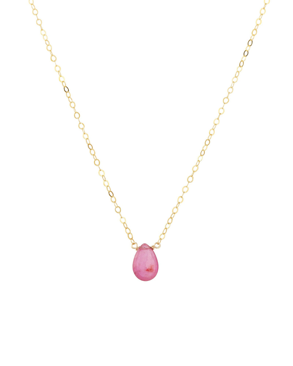 Pink Sapphire Pear Cable Chain Necklace | 6mm