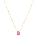 Pink Sapphire Pear Cable Chain Necklace | 6mm