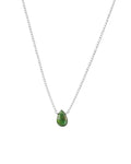 Green Tourmaline Pear Curb Chain Necklace | 6mm