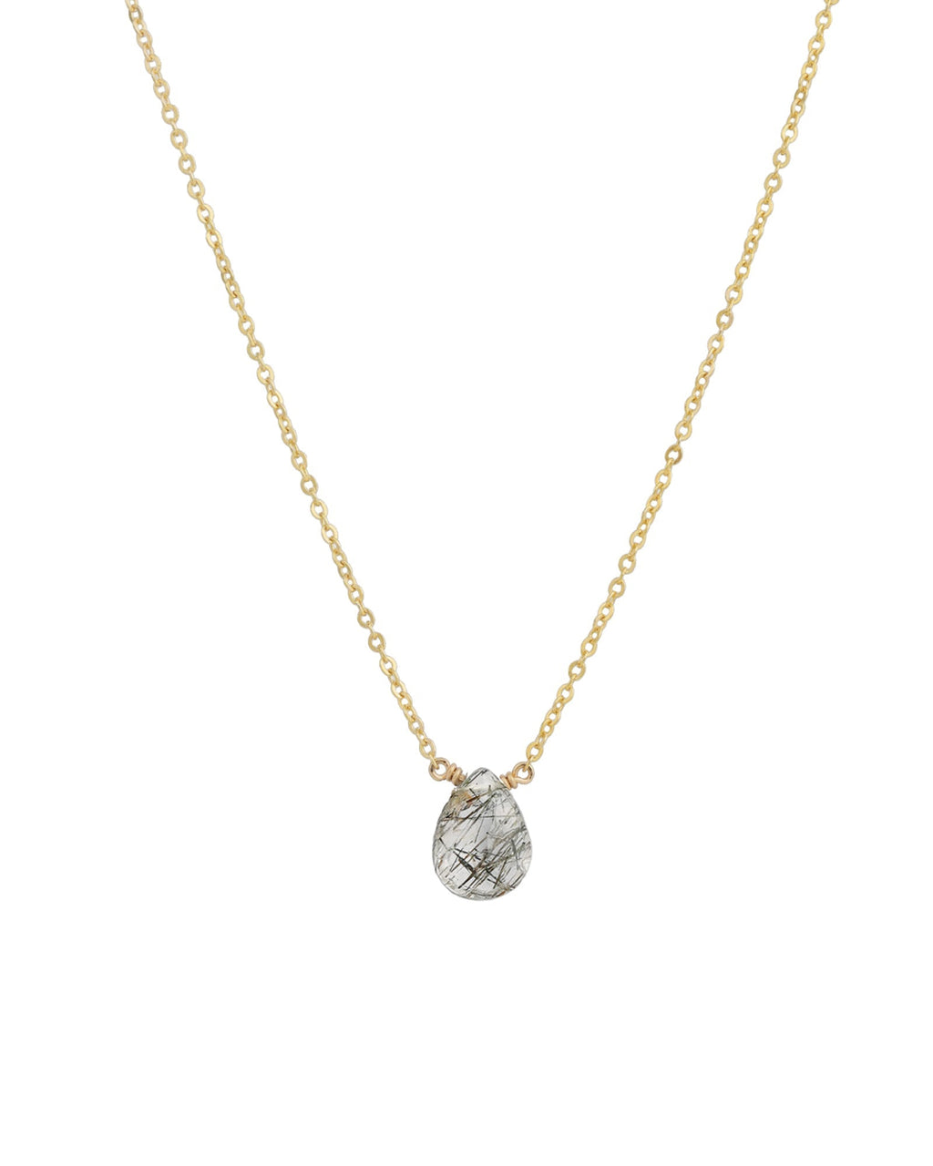 Rutilated Quartz Pear Cable Chain Necklace | 8mm