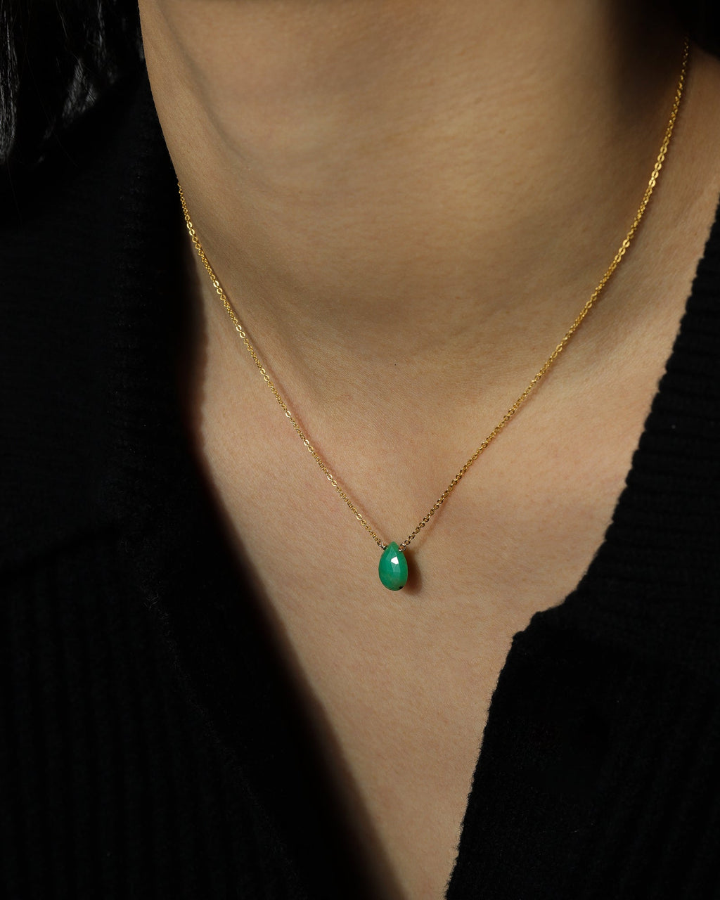 Chrysoprase Pear Cable Chain Necklace