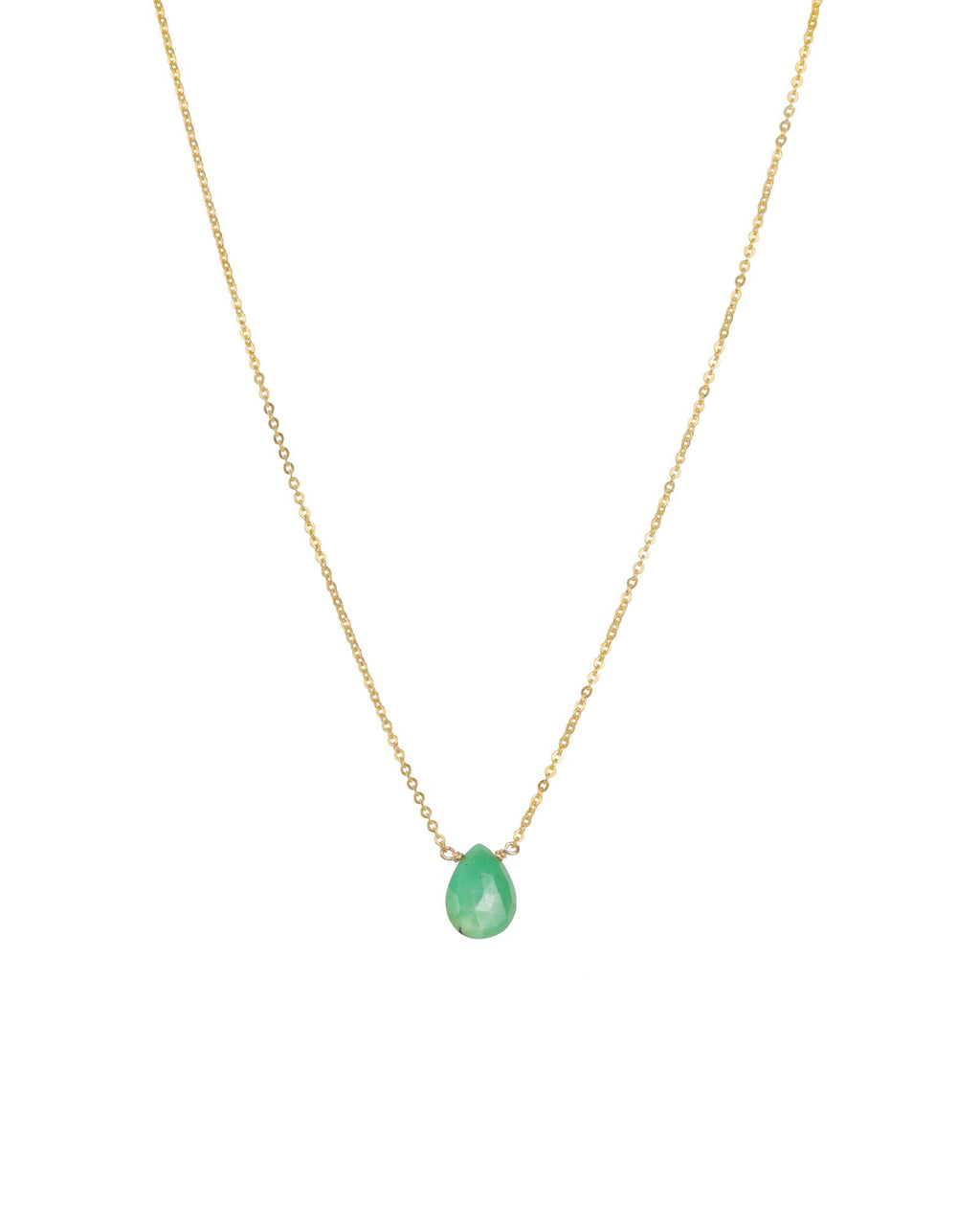 Chrysoprase Pear Cable Chain Necklace