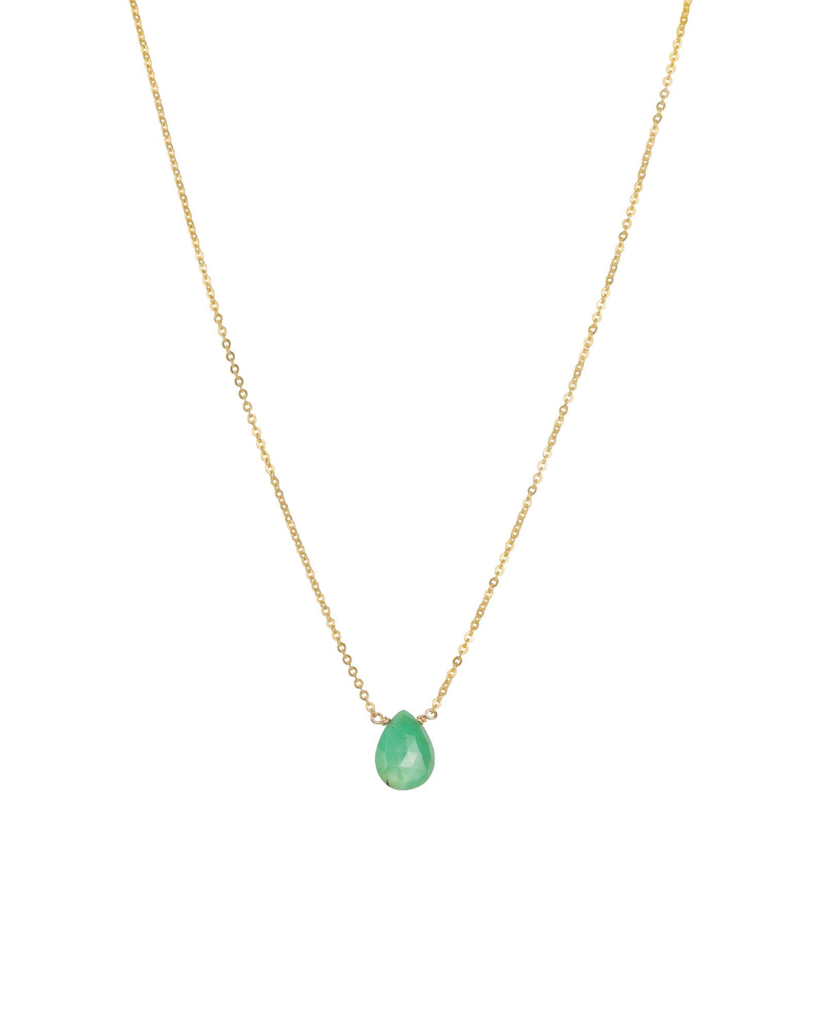 Chrysoprase Pear Cable Chain Necklace