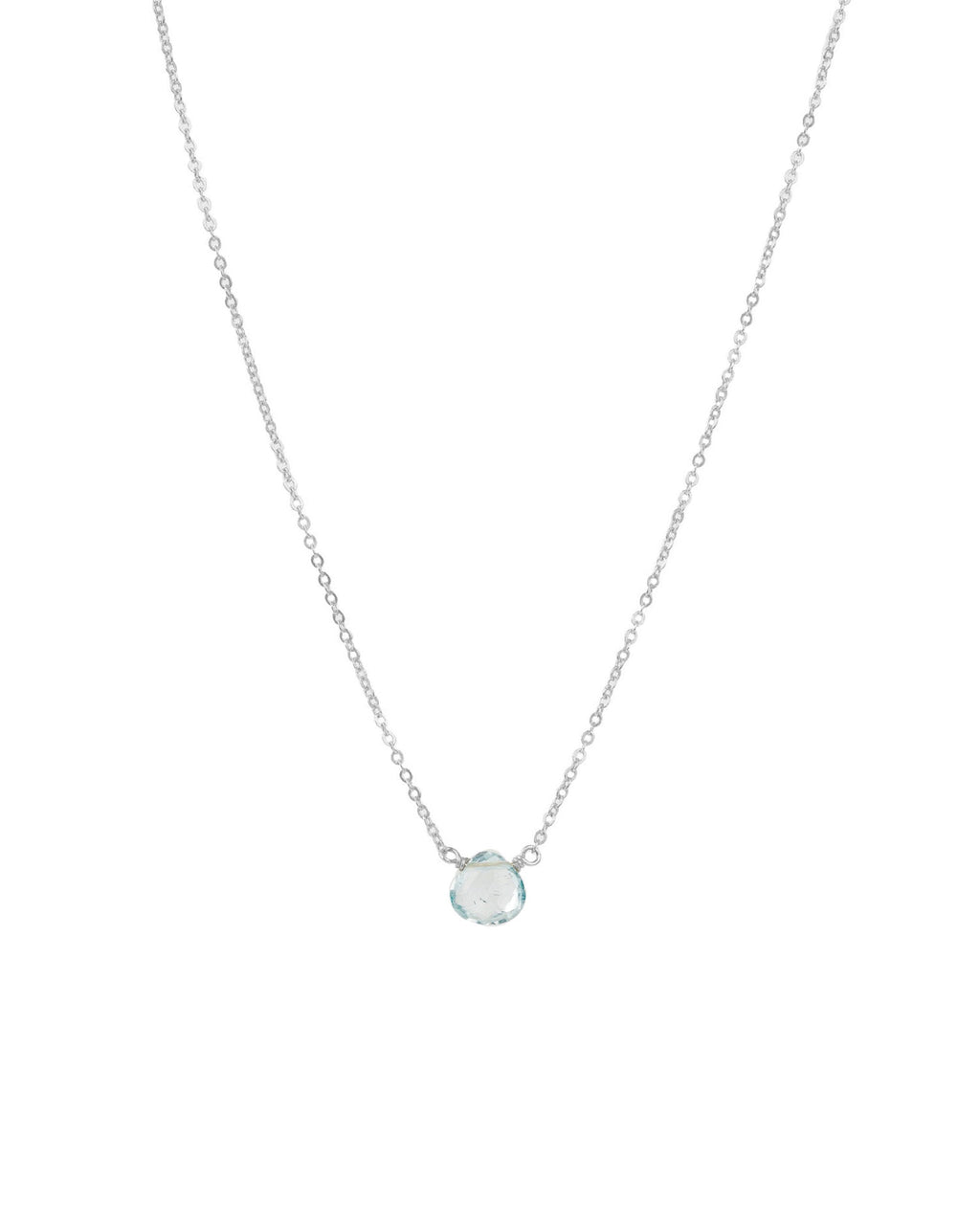 Blue Topaz Heart Cable Chain Necklace | 8mm