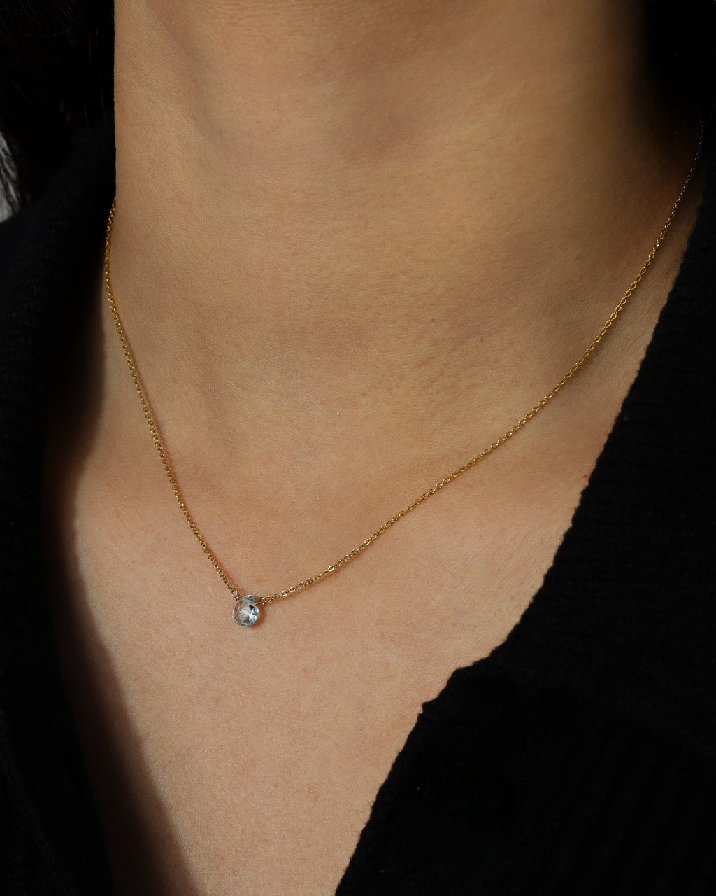 Blue Topaz Heart Cable Chain Necklace | 8mm