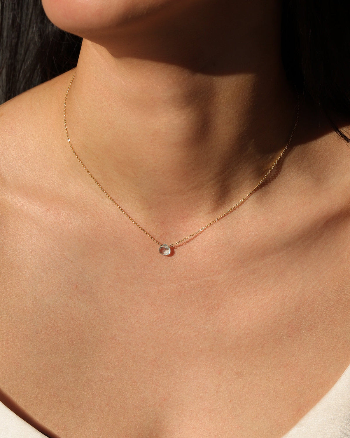 Blue Topaz Heart Cable Chain Necklace | 8mm