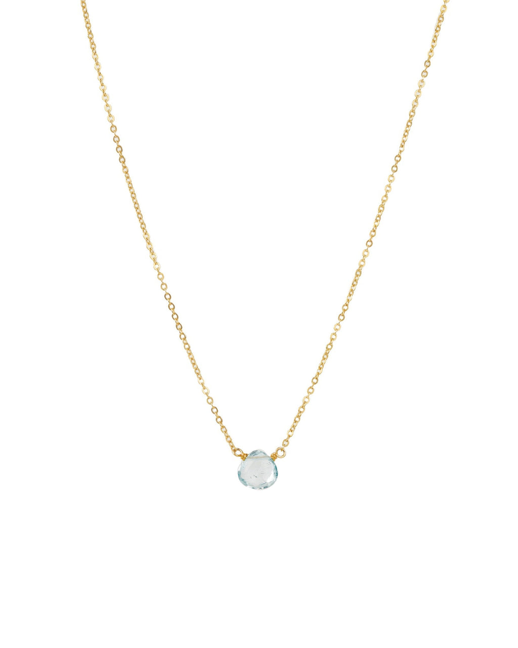 Blue Topaz Heart Cable Chain Necklace | 8mm