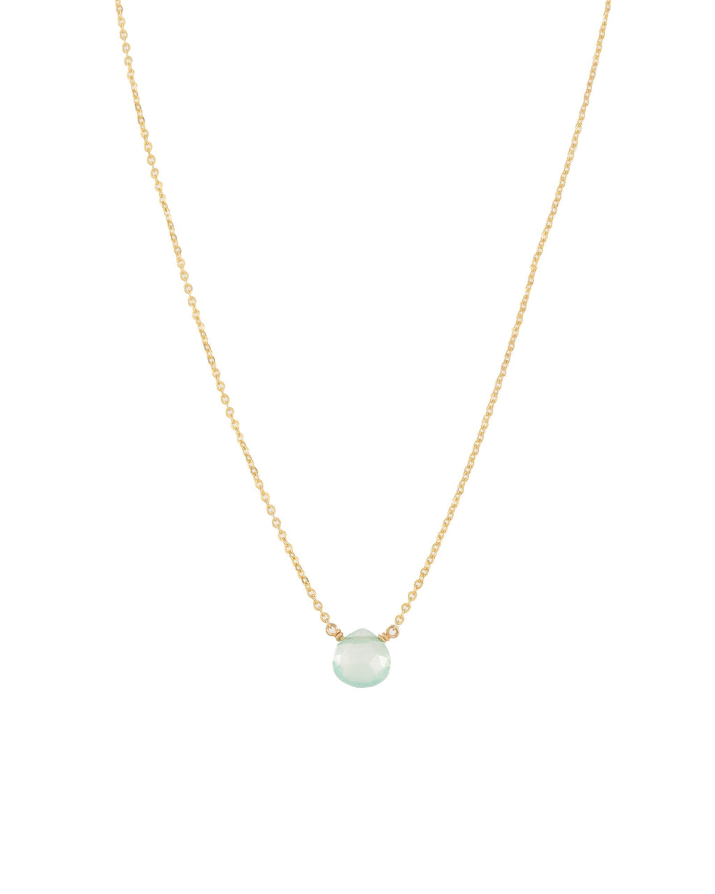 Aqua Chalcedony Heart Cable Chain Necklace | 8mm