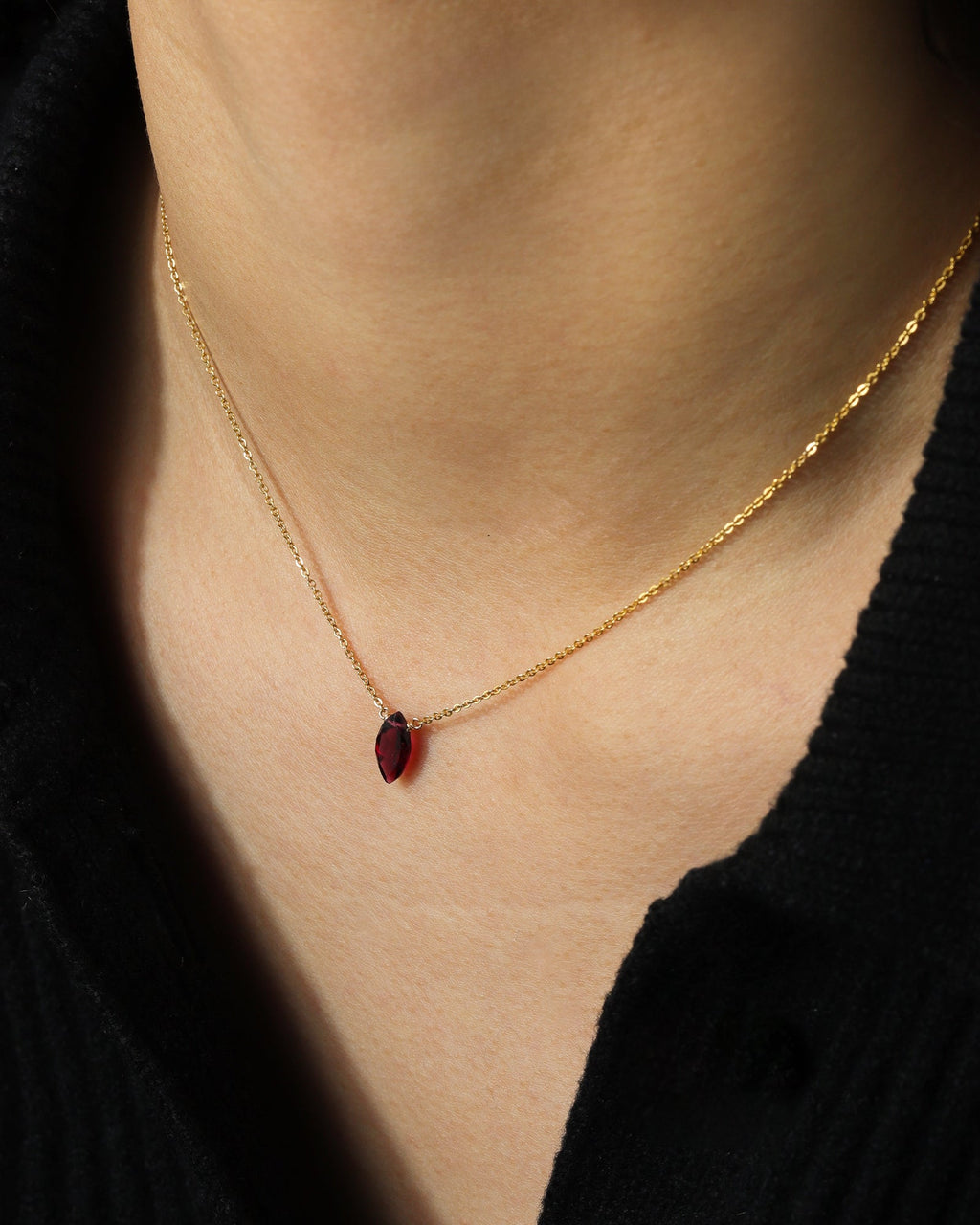 Garnet Marquise Cable Chain Necklace