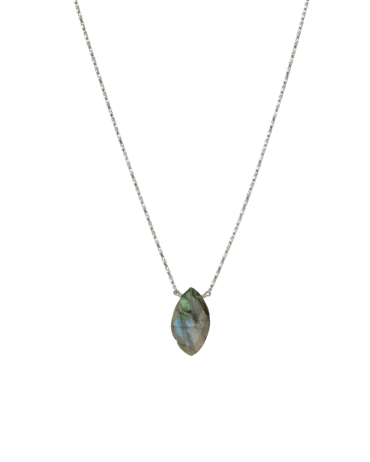 Labradorite Marquise Box Chain Necklace