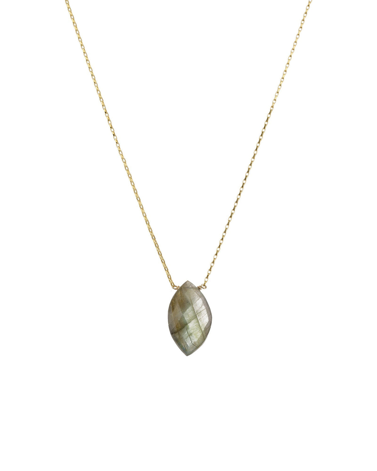 Labradorite Marquise Box Chain Necklace